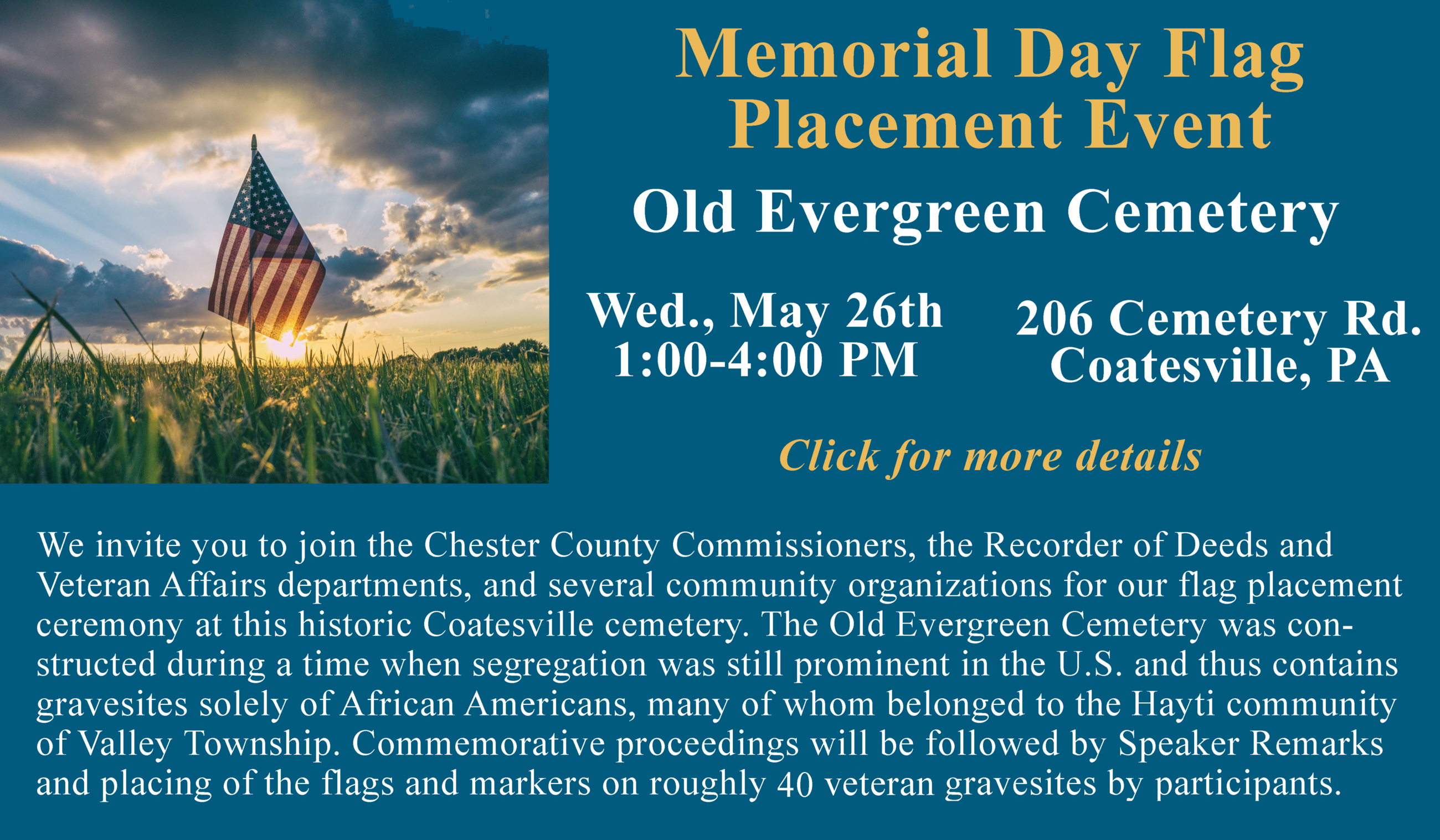 Memorial Day Veteran Flag Placement Event