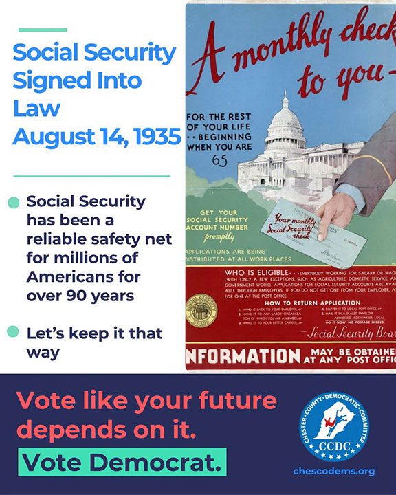 Social Security signed into lave August 14, 1935